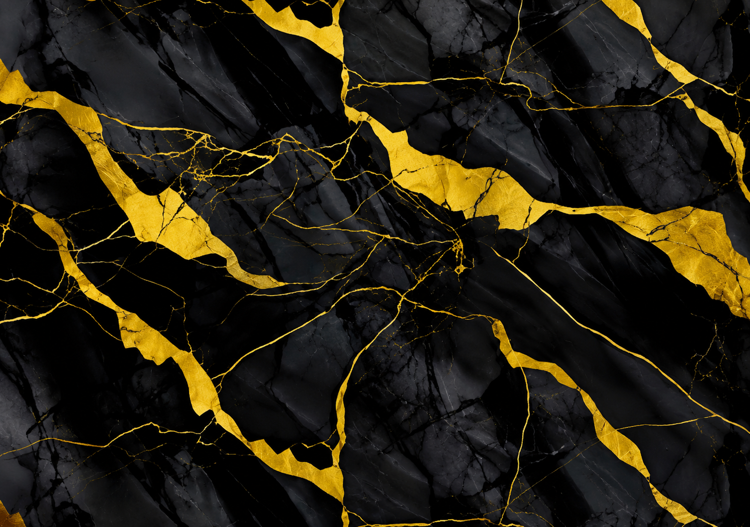 Close-up black marble wall sticker texture with bold metallic gold veining, deep charcoal stone textures, and dramatic luxury detailing, designed for premium modern interiors and elegant feature walls.