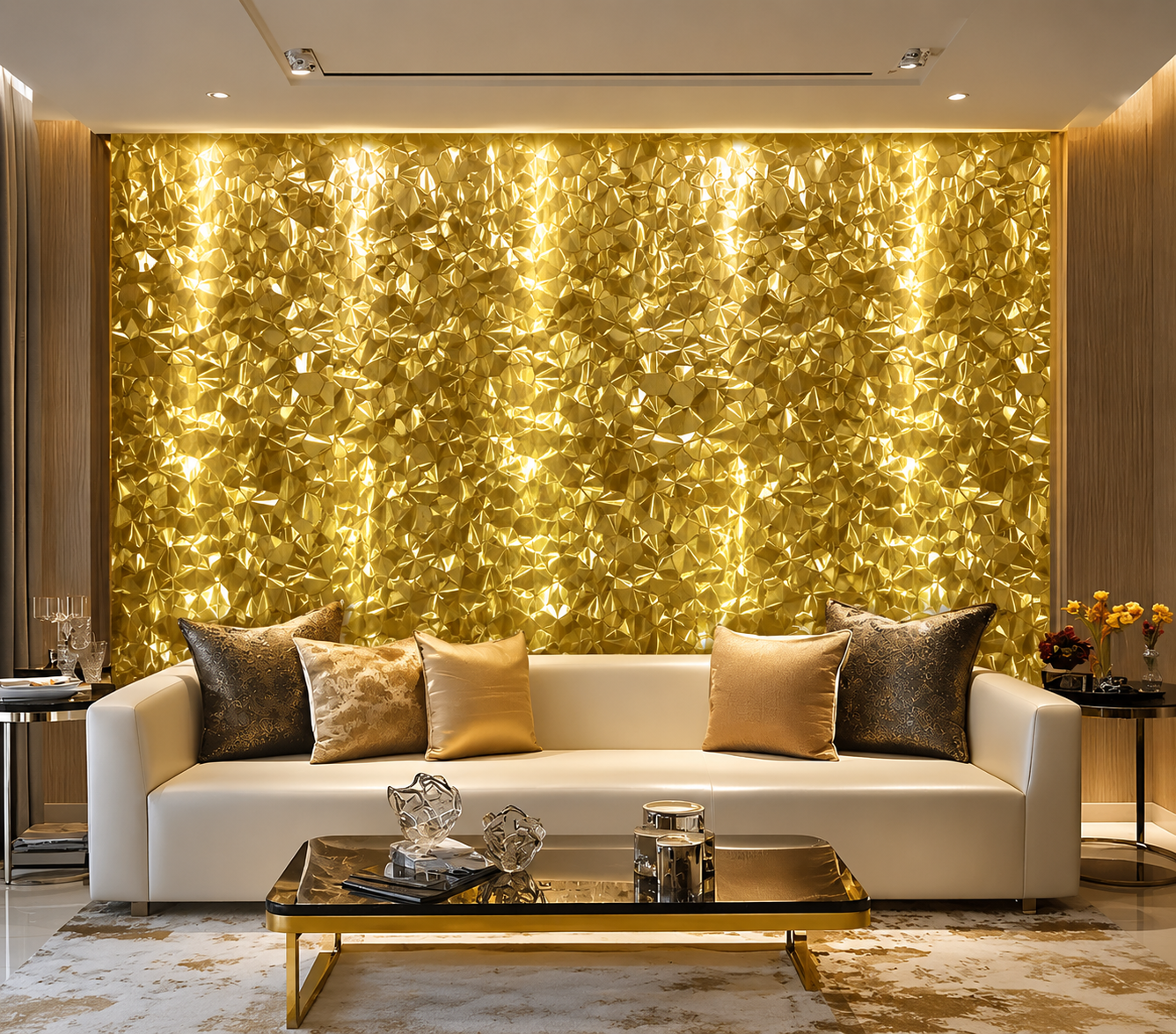 gold-water-cube-metal-wall-sticker Water Cube Series