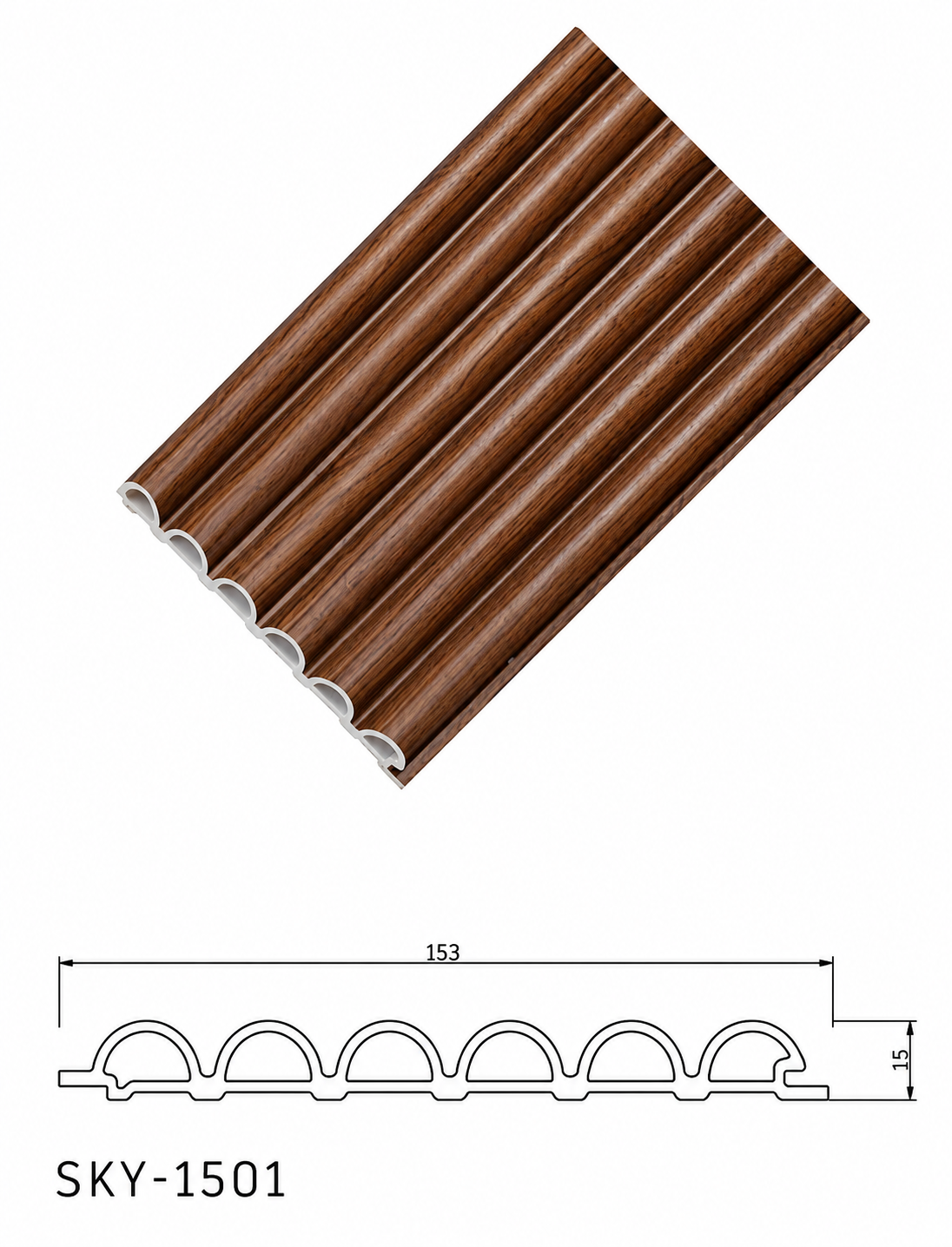 Teak WPC Curved Wall Panel product gallery image 1