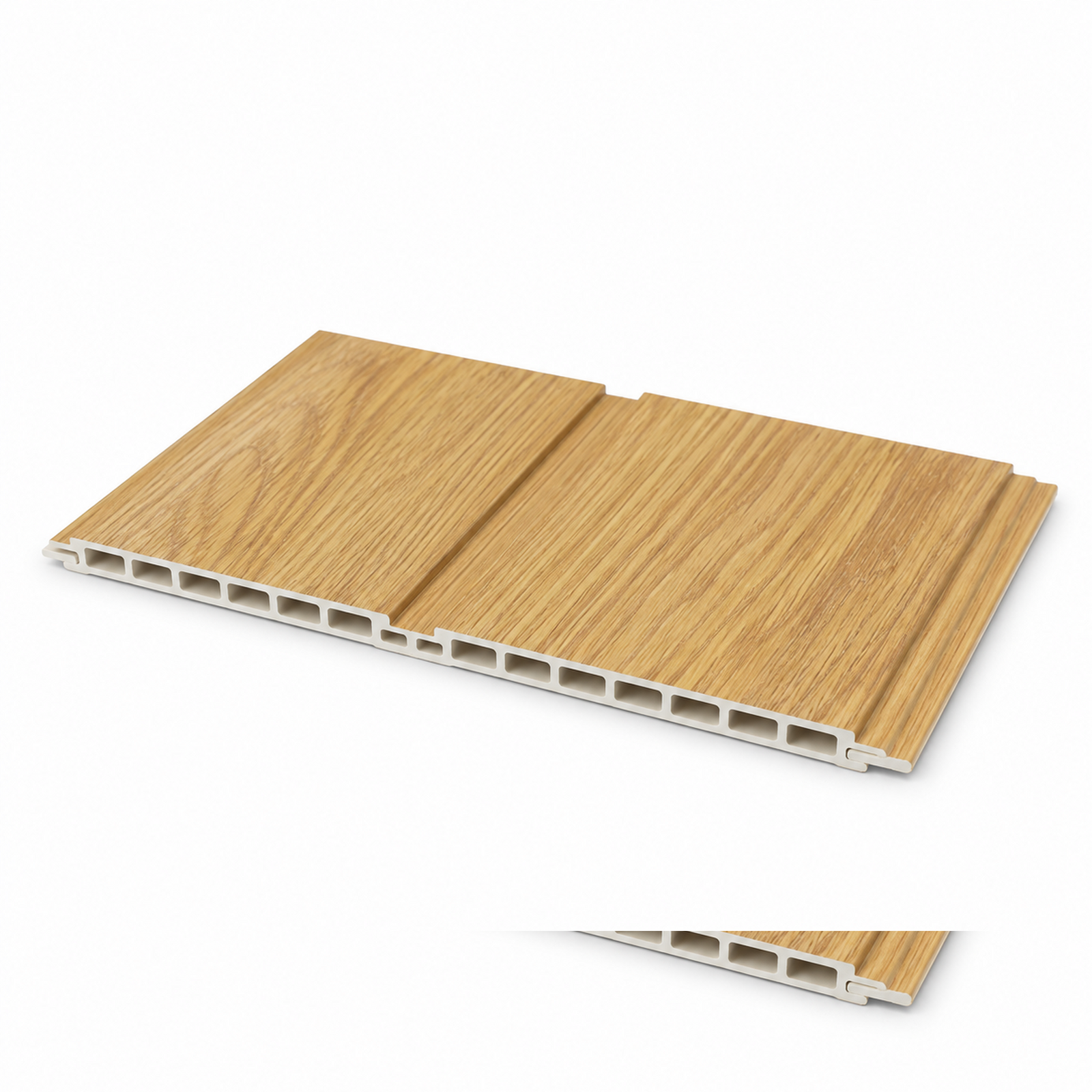 Natural Oak Flat Wood-Grain WPC Wall Panel