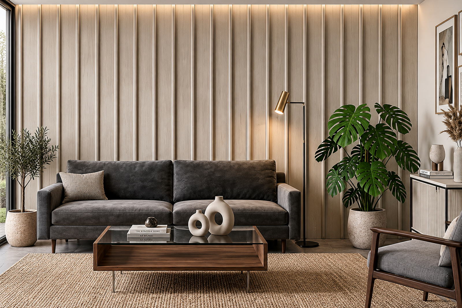 Ash Grey Slat WPC Wall Panel product gallery image 1