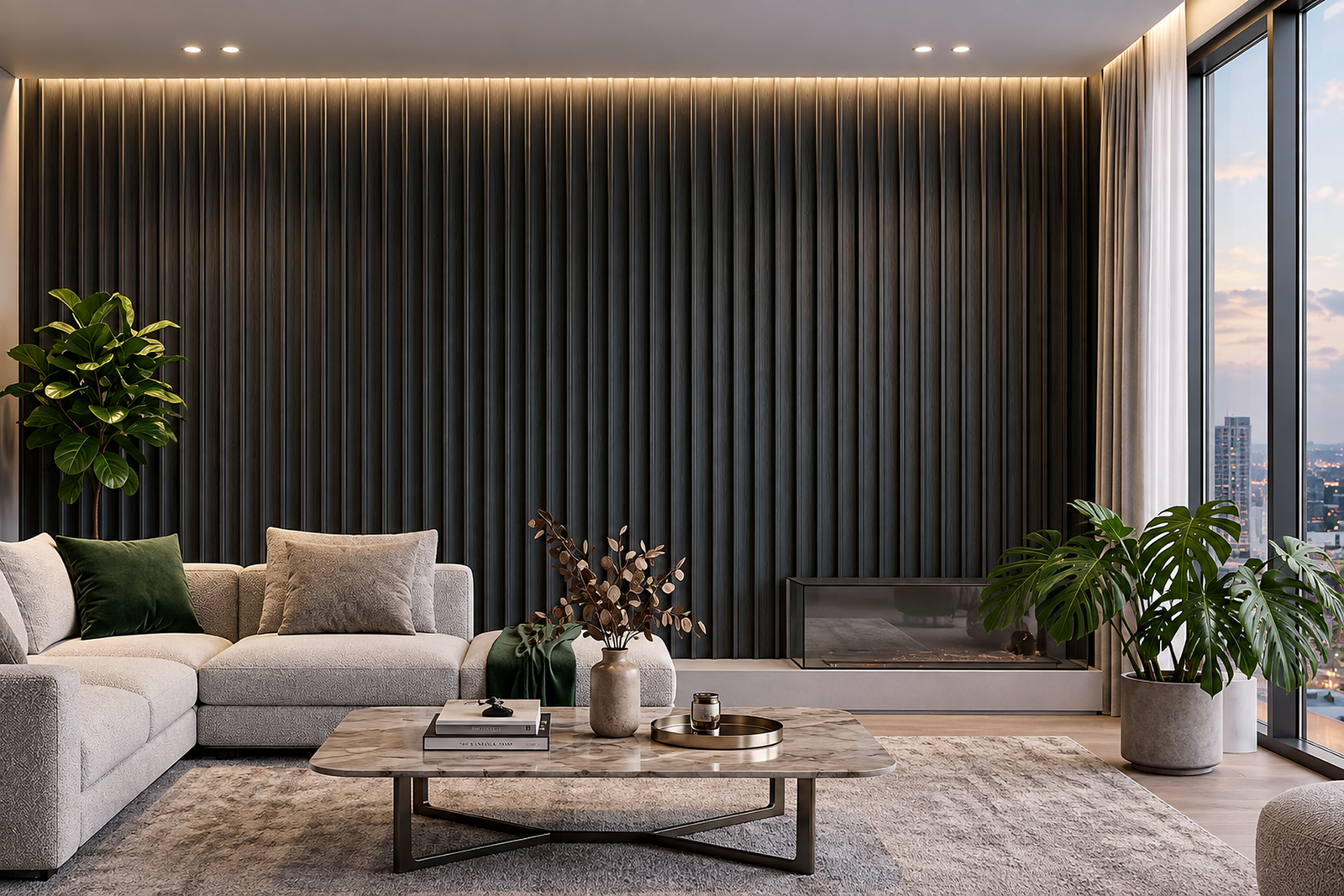 Charcoal Black Wave WPC Wall Panel product gallery image 1