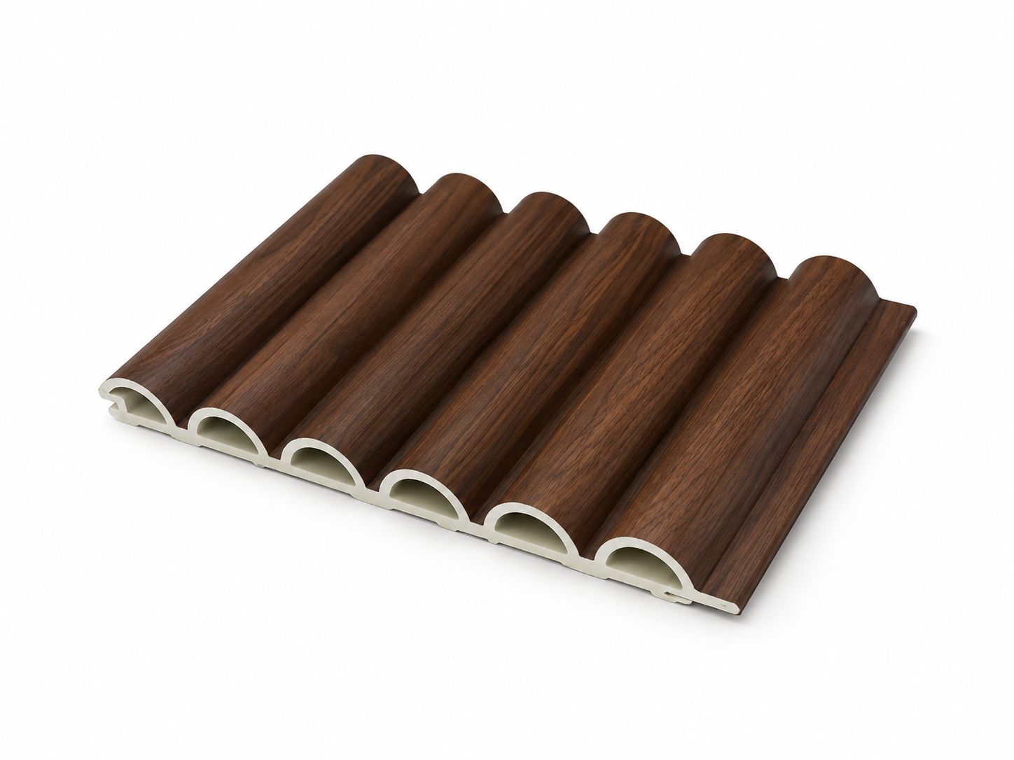 Chestnut Brown Round Slat WPC Wall Panel product gallery image 1