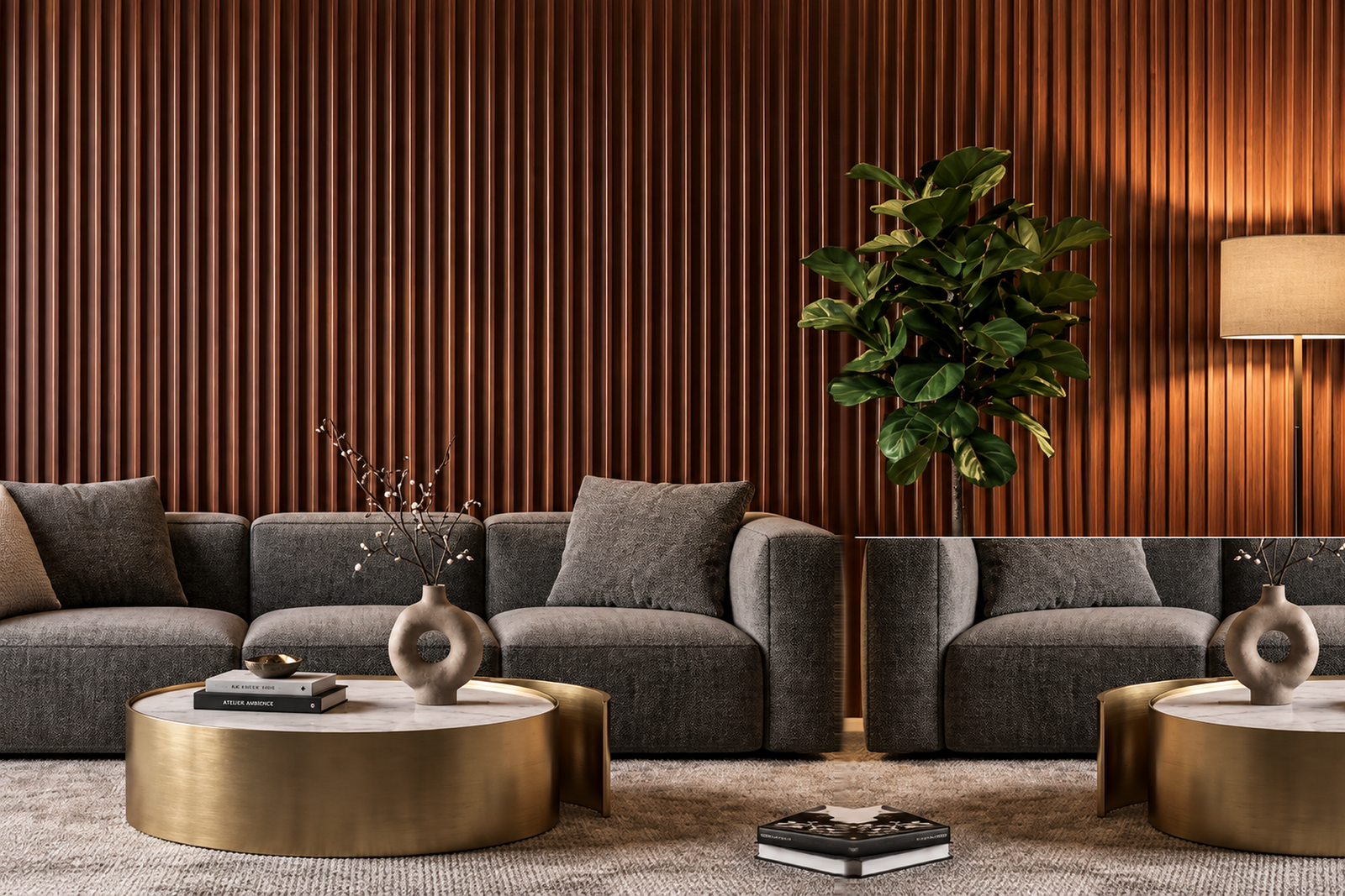 Chestnut Brown Wave WPC Wall Panel product gallery image 1
