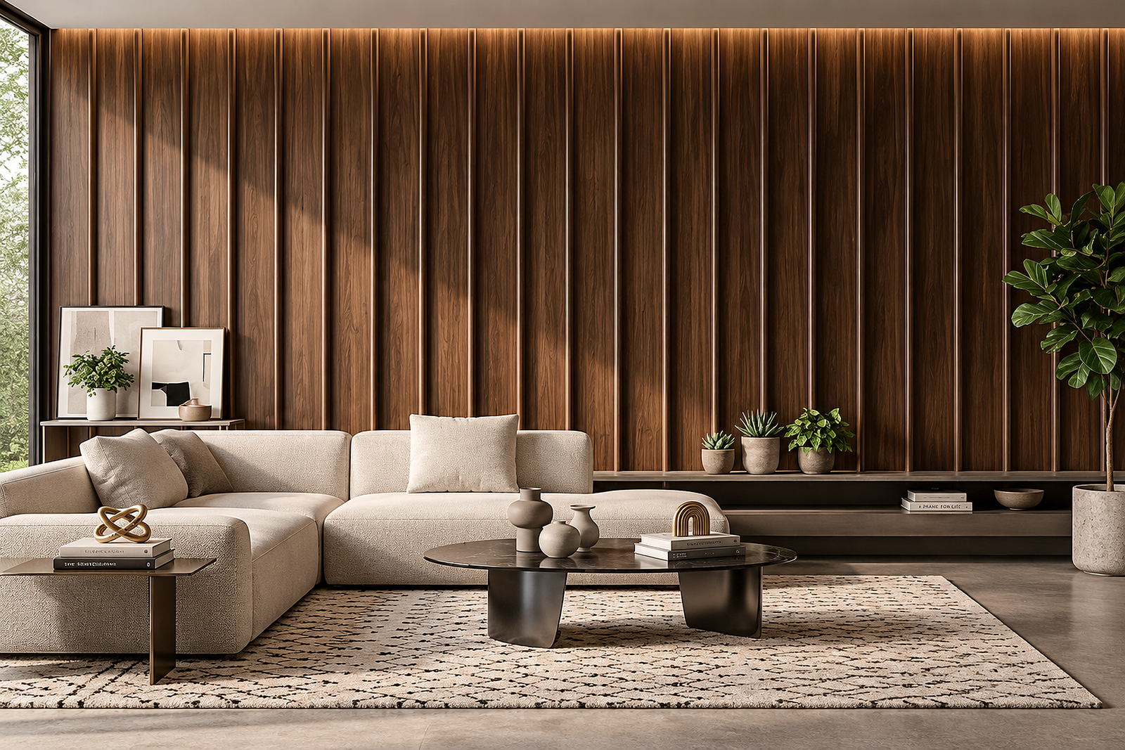 Coffee Brown Slat WPC Wall Panel product gallery image 1