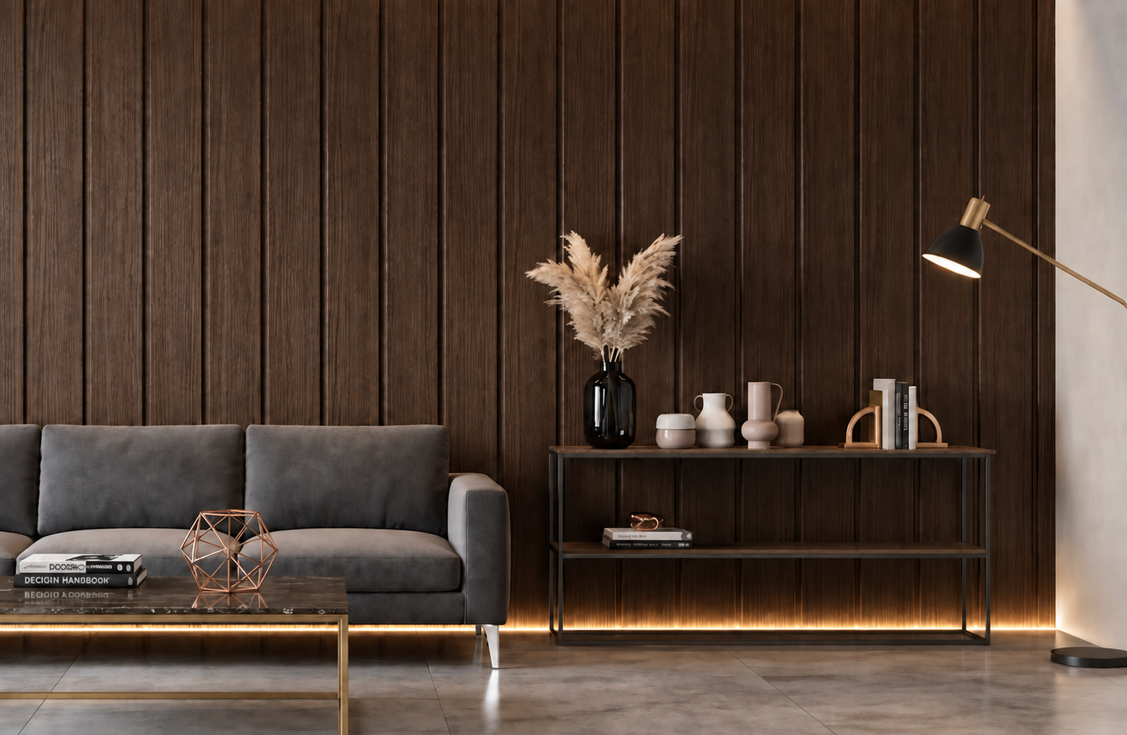 Dark Walnut Flat Wood-Grain WPC Wall Panel product gallery image 1