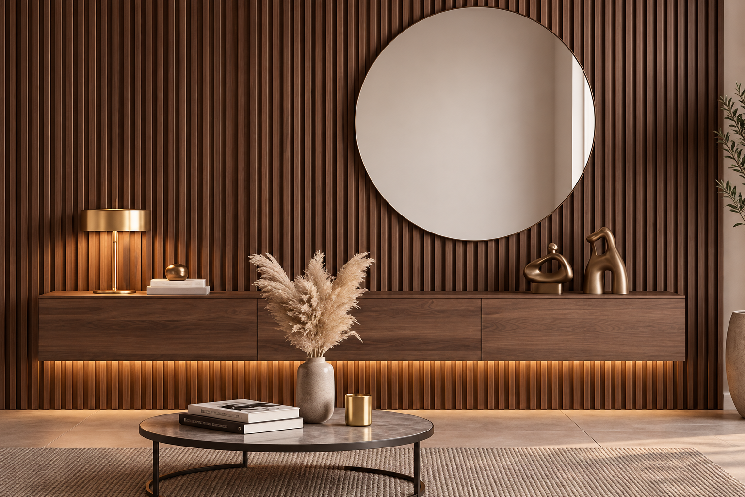 Dark Walnut Fluted WPC Wall Panel