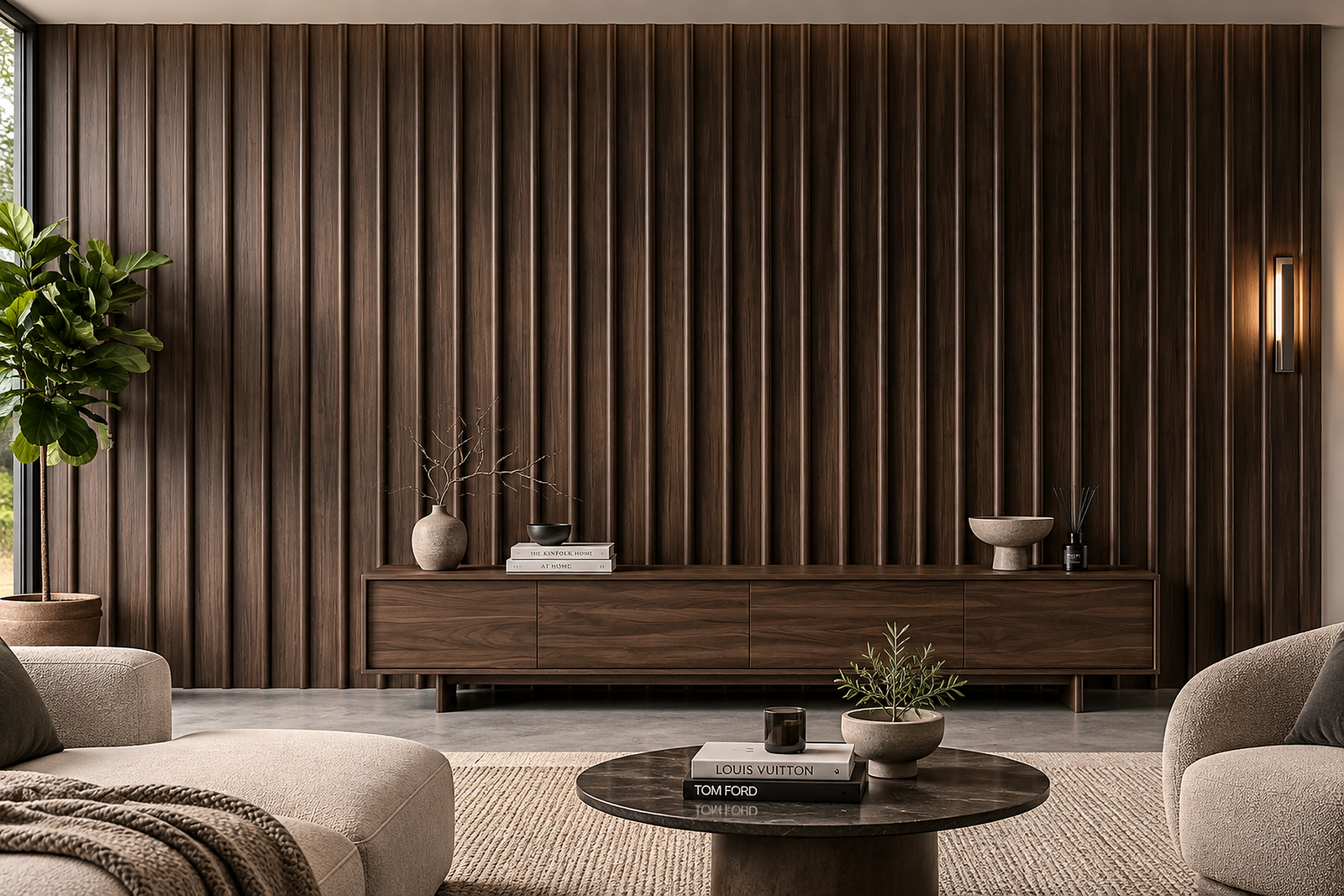 Dark Walnut Slat WPC Wall Panel product gallery image 1