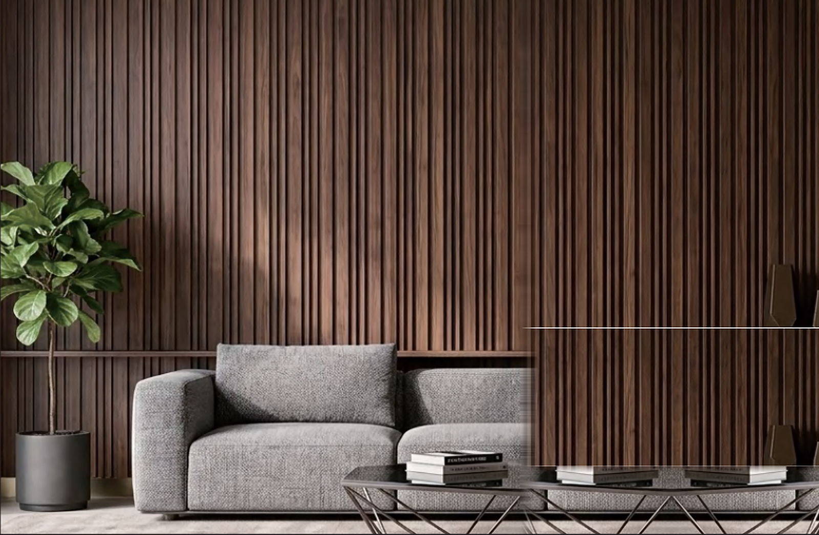 Dark Walnut Textured WPC Wall Panel product gallery image 1