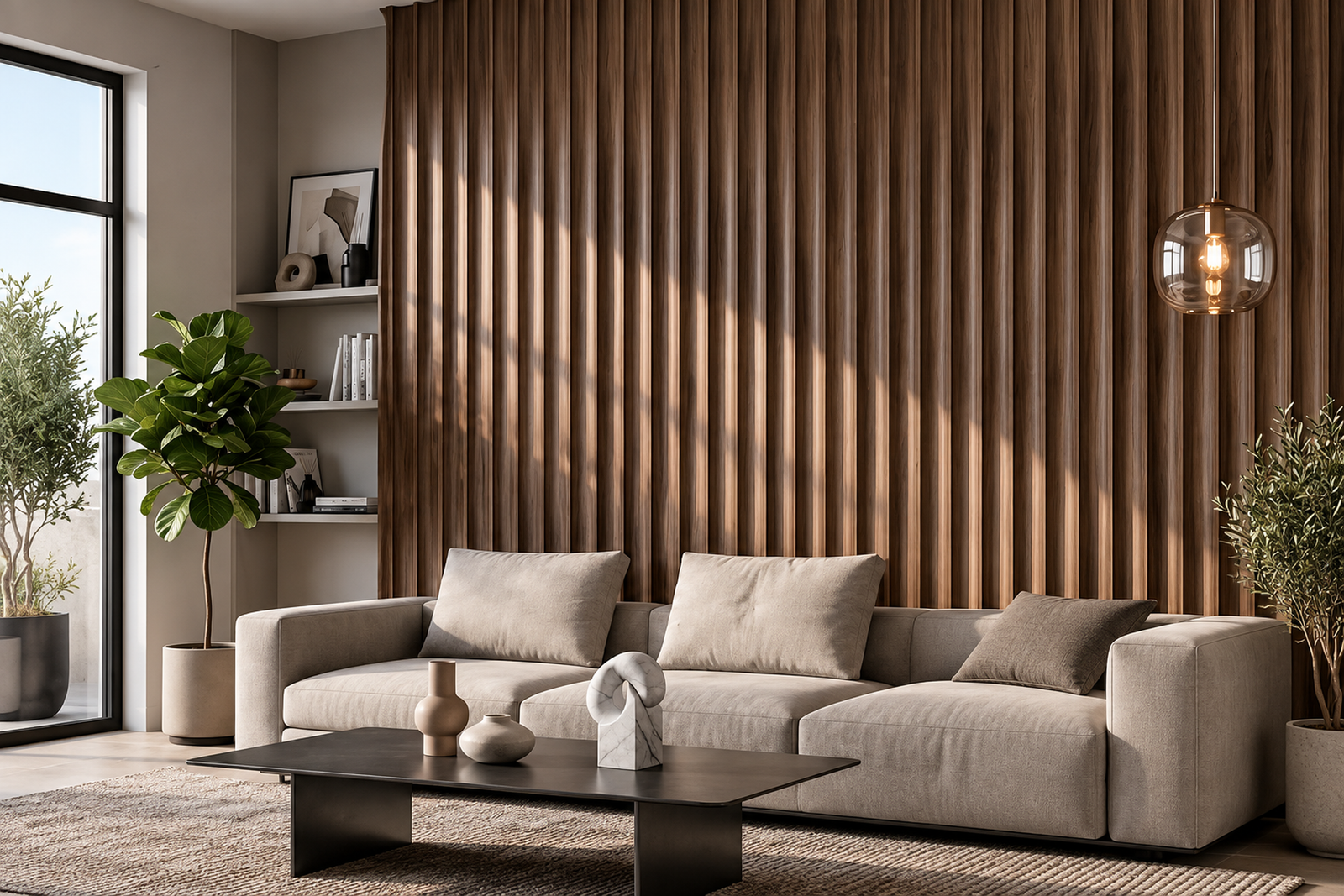 Dark Walnut Wave WPC Wall Panel product gallery image 1