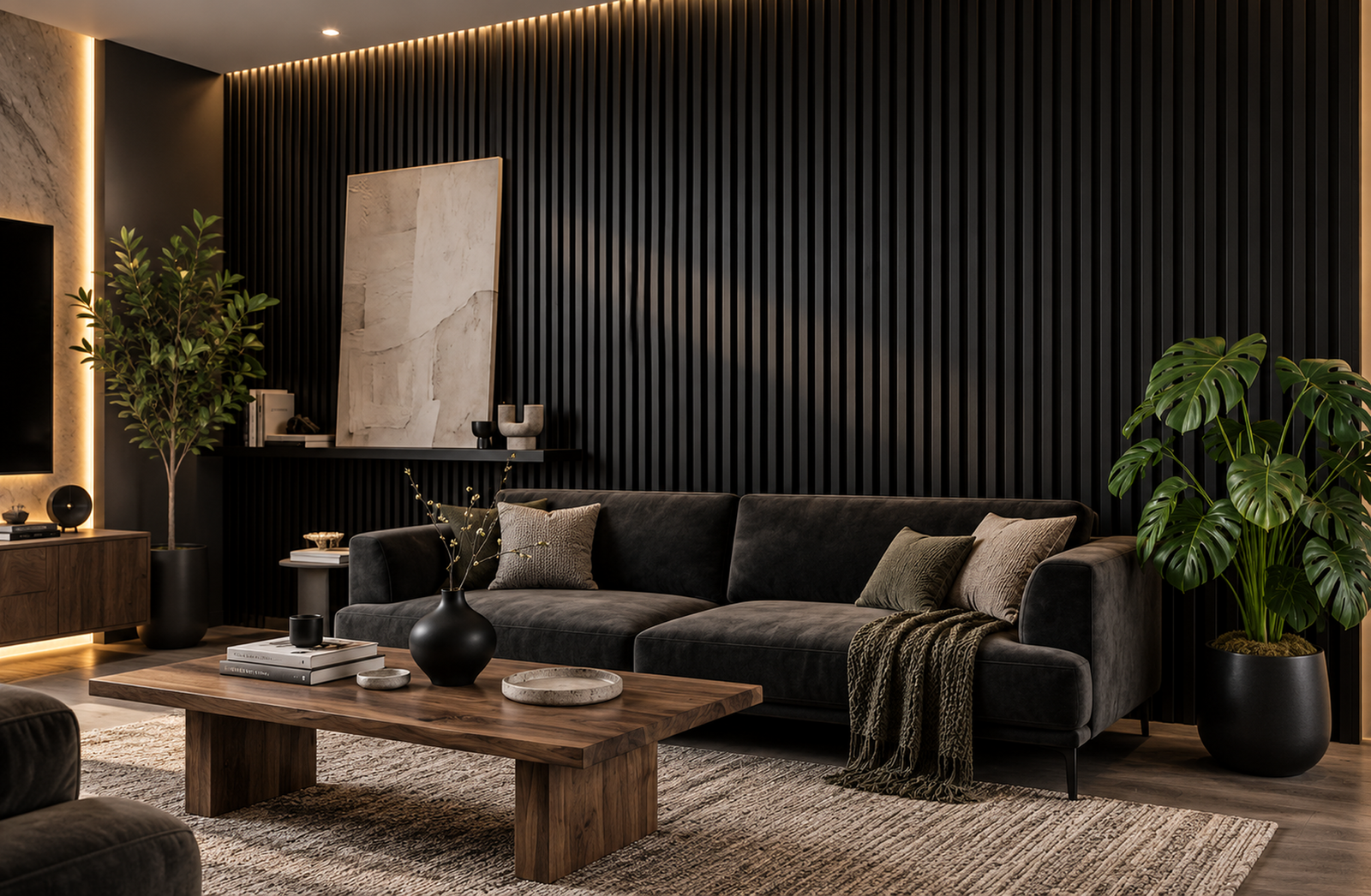 Deep Black Deep Fluted WPC Wall Panel product gallery image 1