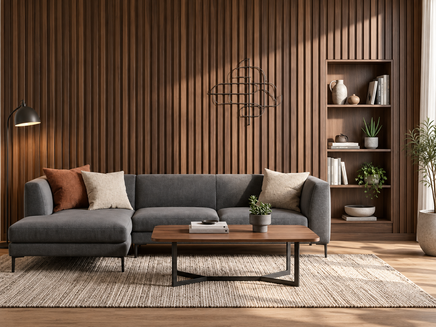 Ebony Walnut Fluted WPC Wall Panel product gallery image 1