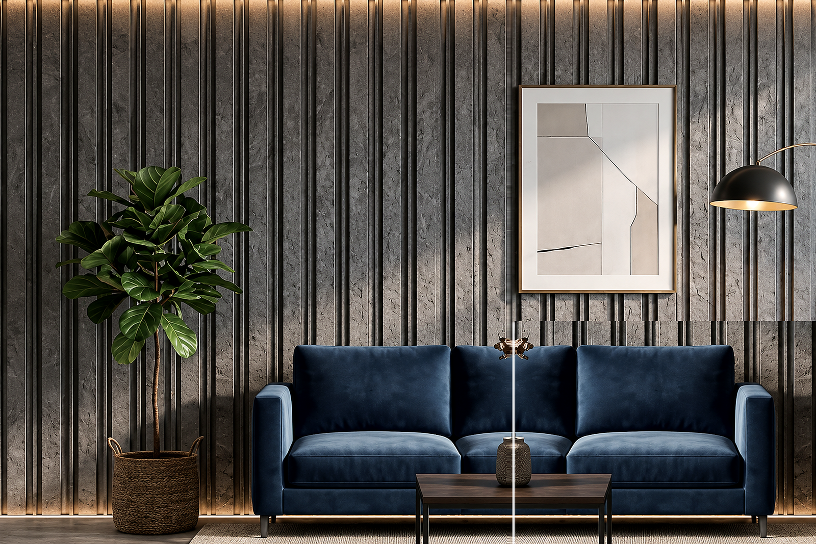 Grey Concrete Textured WPC Wall Panel product gallery image 1