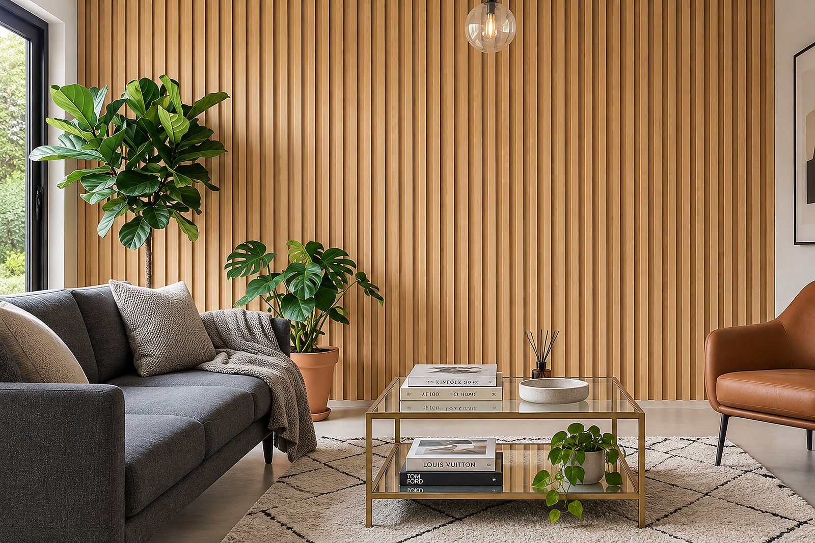 Light Oak Fluted WPC Wall Panel product gallery image 1