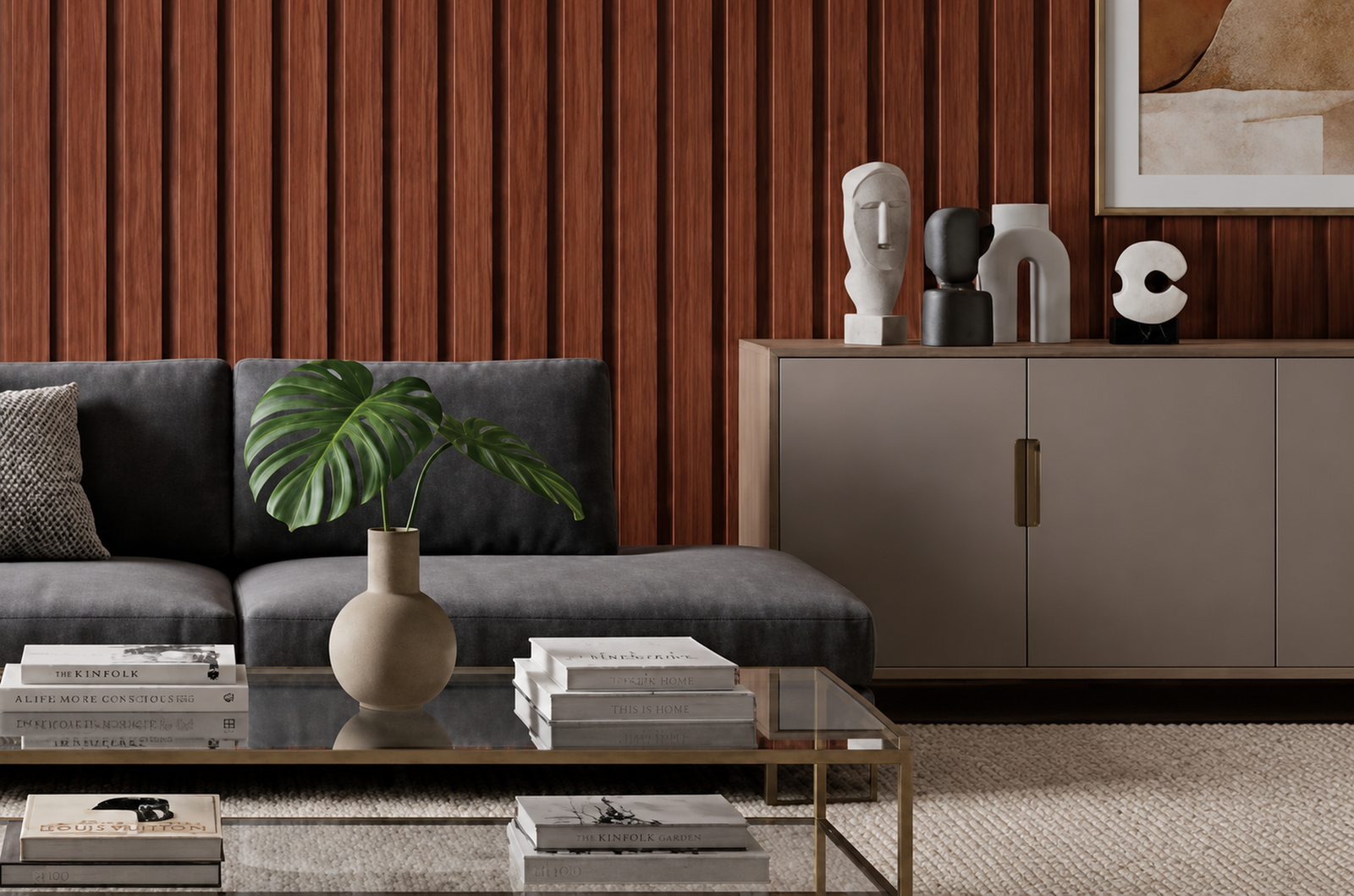 Mahogany Red Flat Wood-Grain WPC Wall Panel product gallery image 1