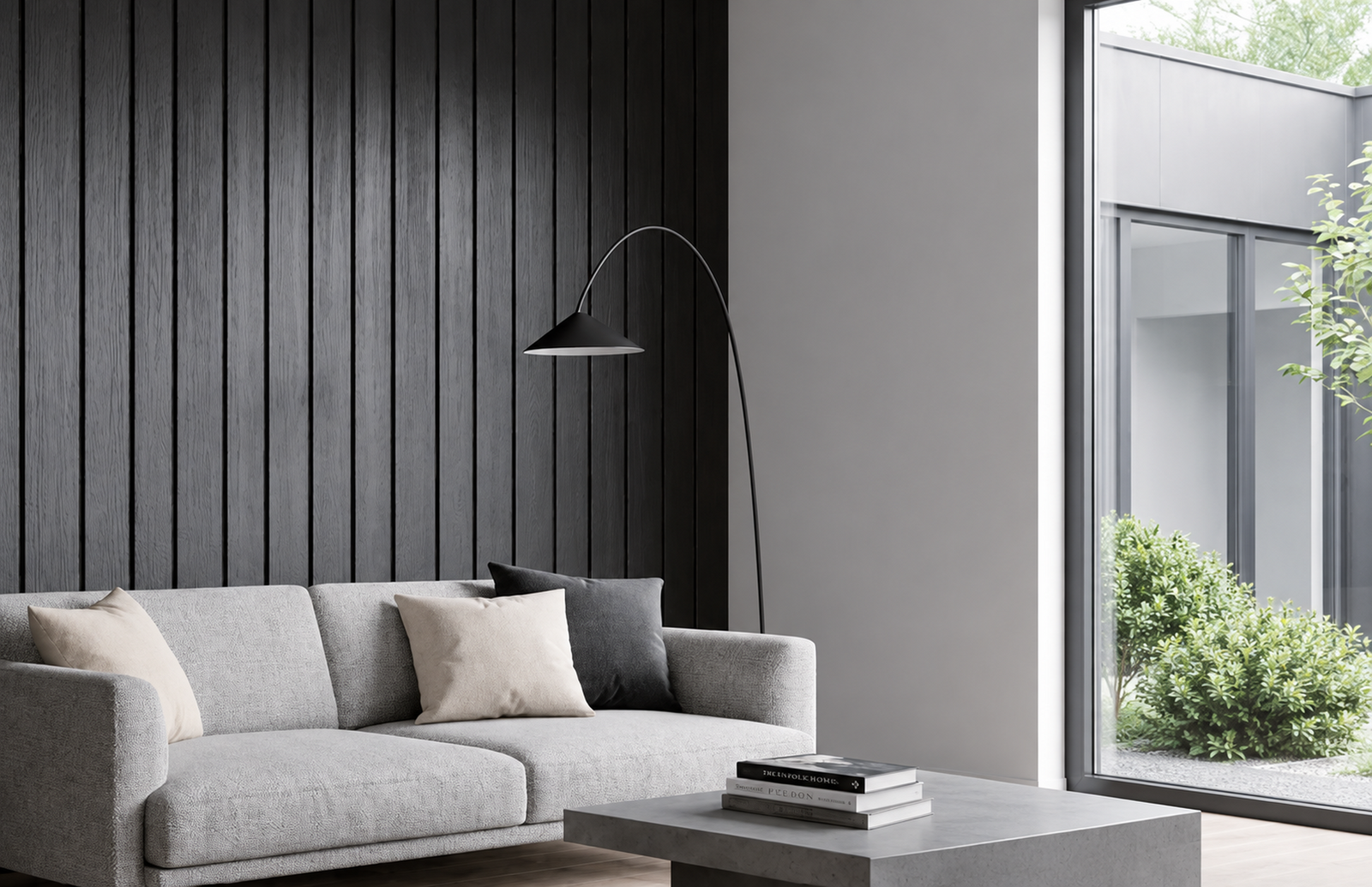 Matte Black Flat Wood-Grain WPC Wall Panel product gallery image 1