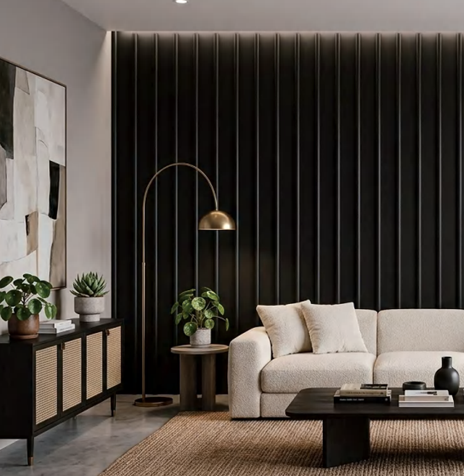 Matte Black Slat WPC Wall Panel product gallery image 1