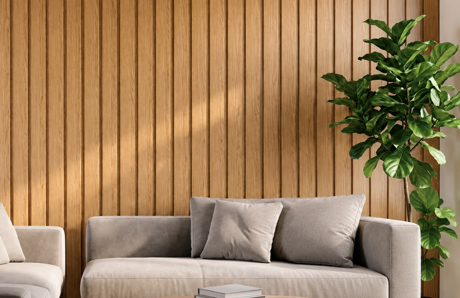 Natural Oak Flat Wood-Grain WPC Wall Panel product gallery image 1