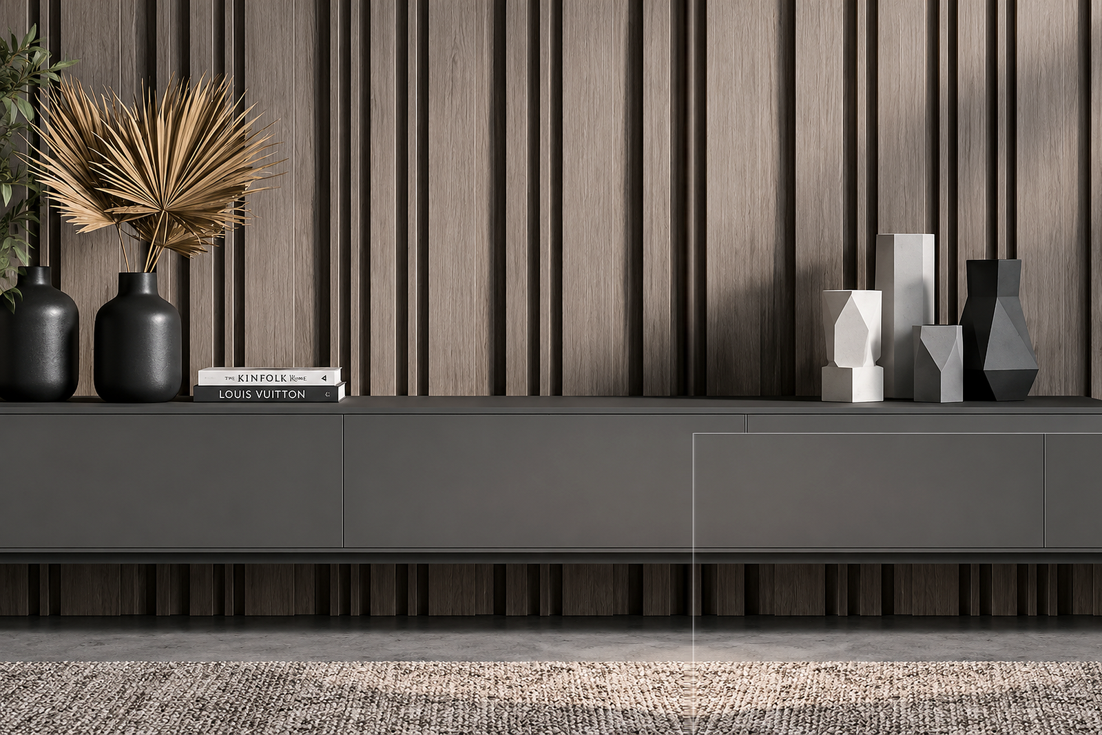 Taupe Grey Textured WPC Wall Panel product gallery image 1