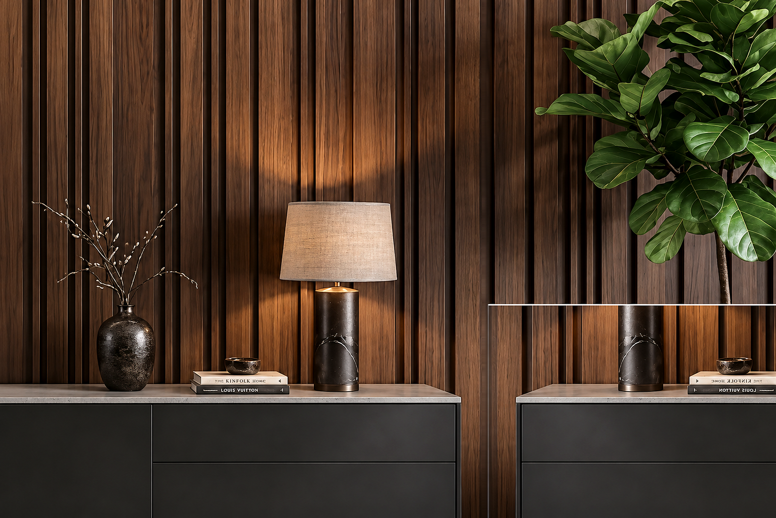 Walnut Brown Textured WPC Wall Panel product gallery image 1